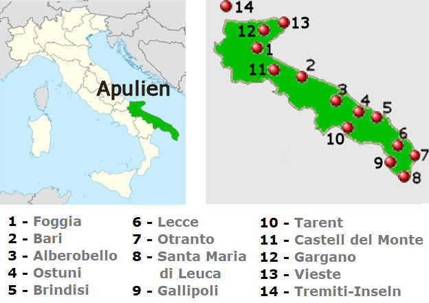 Straenkarte online von Apulien