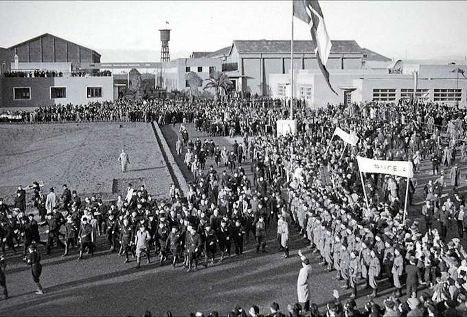 Mussolini bei der Erffnungsfeier von Cinecitt