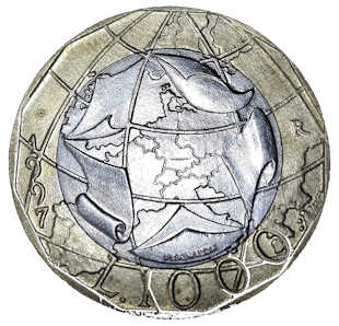 1000 Lire-Münze mit falschen Grenzen