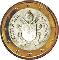 Vatikan, 1 Euro, Papstwappen von Franziskus