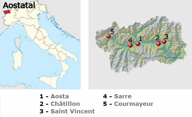 Straßenkarte online vom Aostatal