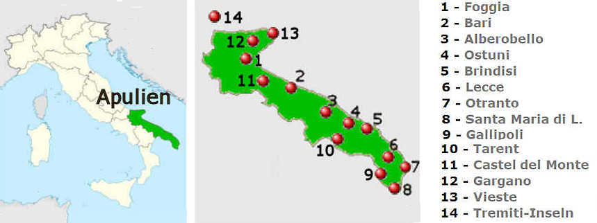 Straenkarte online von Apulien