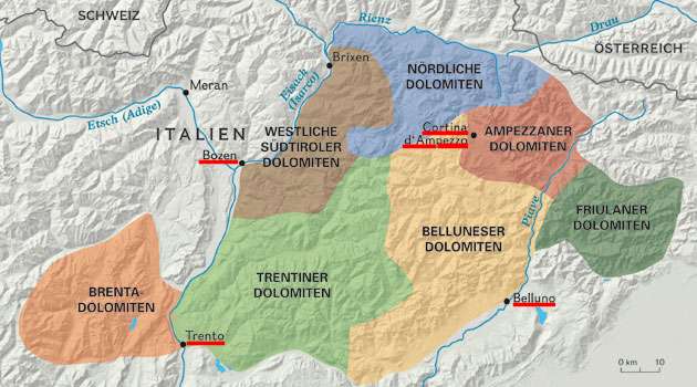 Straenkarte online der Dolomiten