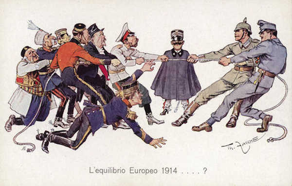 Karikatur über die italienische Neutralität im Jahr 1914