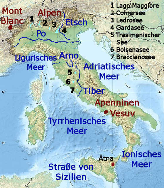 Italien - geographische Karte