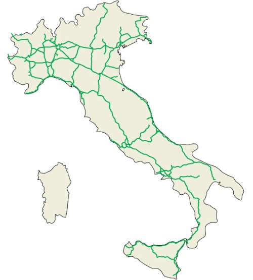 Das Autobahnnetz in Italien
