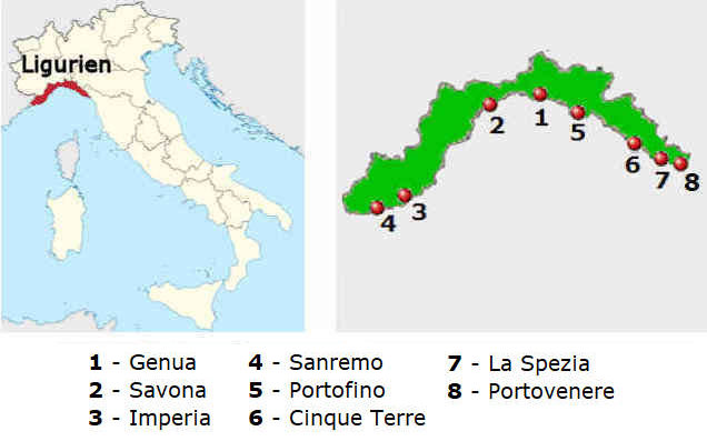 Straenkarte online von Ligurien