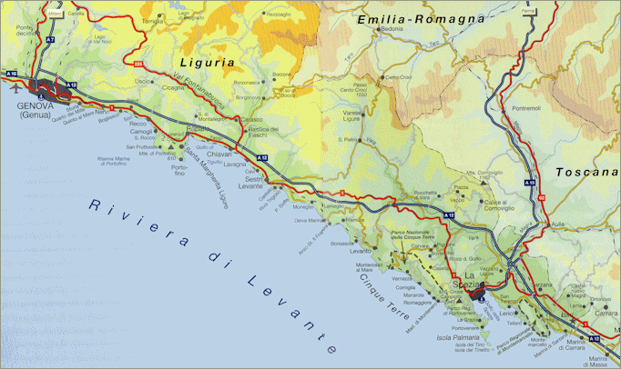 Straenkarte online der Riviera di Levante