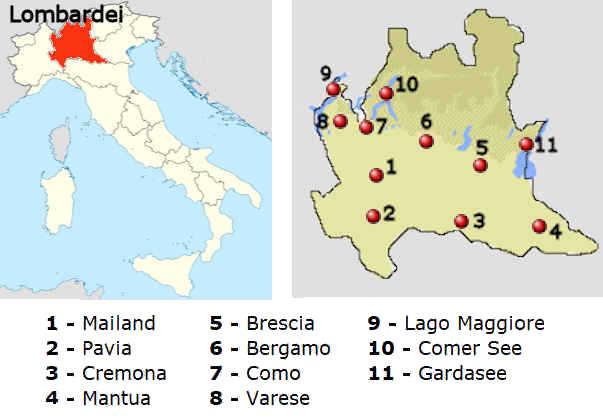Straßenkarte online der Lombardei