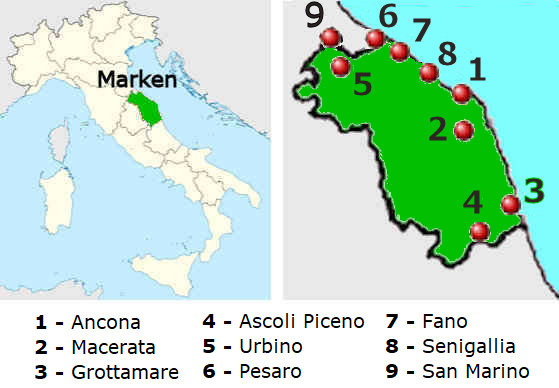 Straenkarte online der Region Marken