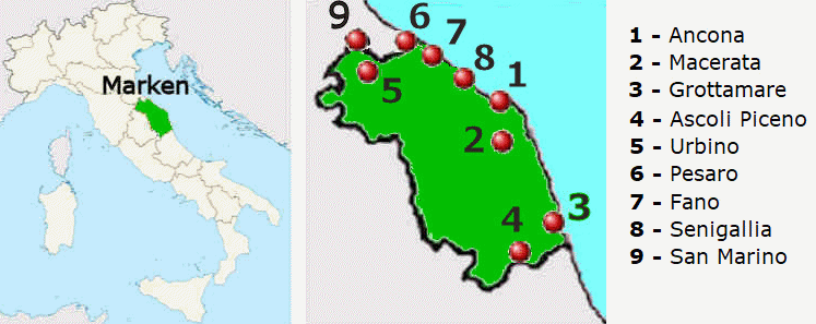 Straenkarte online der Region Marken