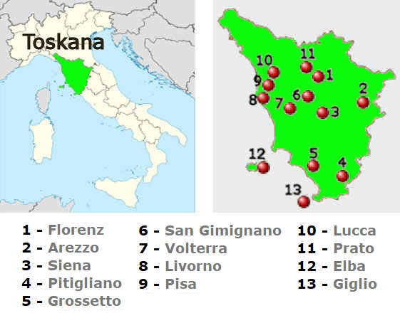 Straenkarte online der Toskana