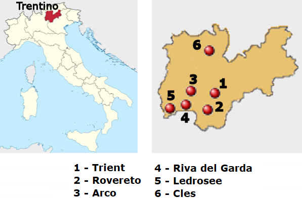 Straßenkarte online vom Trentino