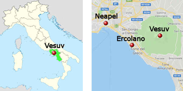 Straßenkarte online vom Vesuv und Umgebung