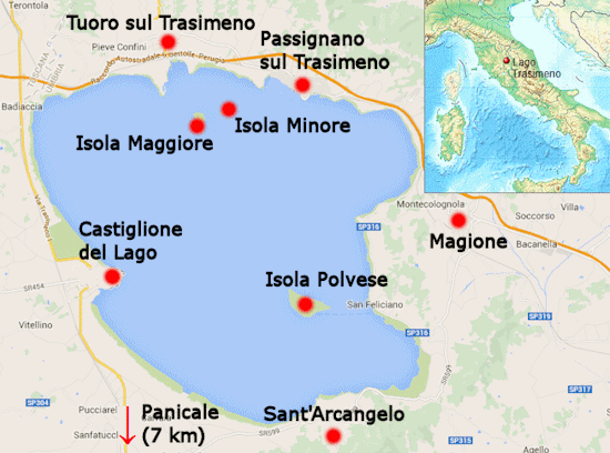 Straenkarte online vom Trasimenischen See