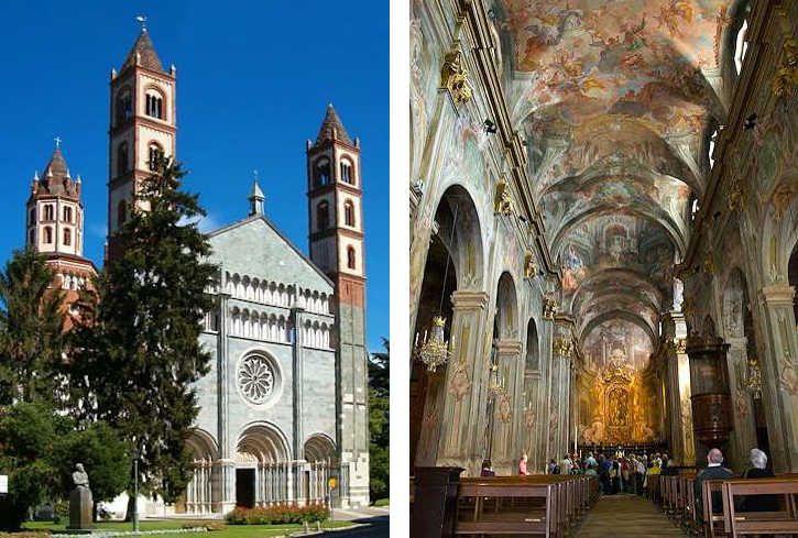 Vercelli - Die Basilica Sant’Andrea und der Innenraum der Kirche San Cristoforo